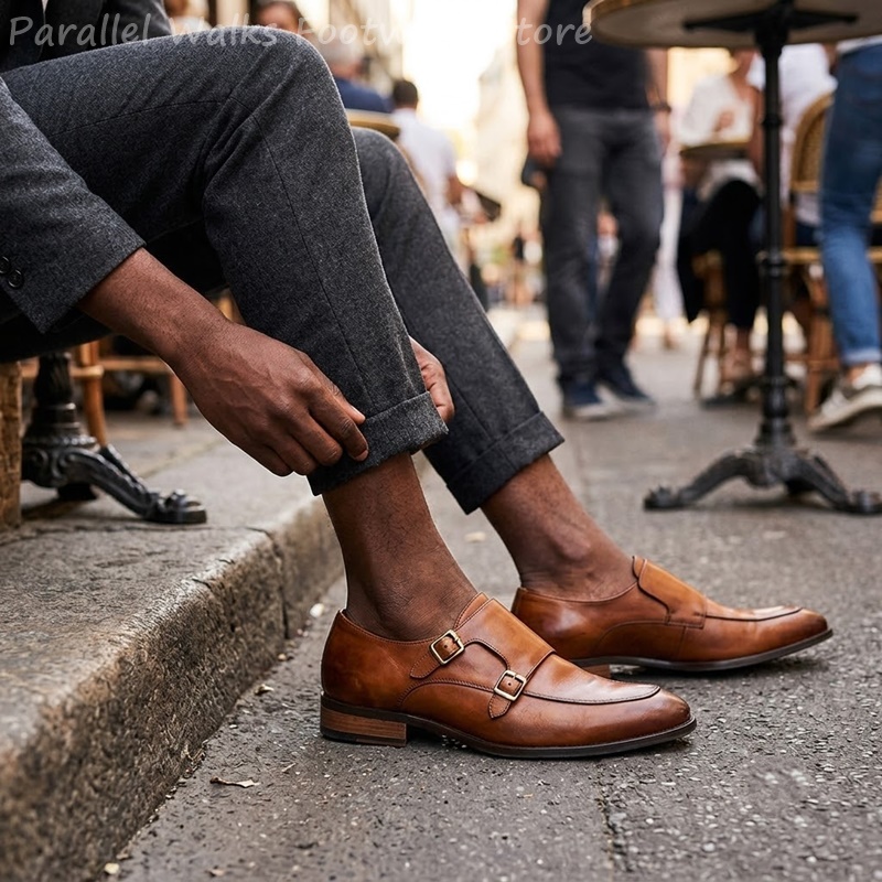 Vintage Slip Dress - Men Double Buckle Loafers Vintage Slip