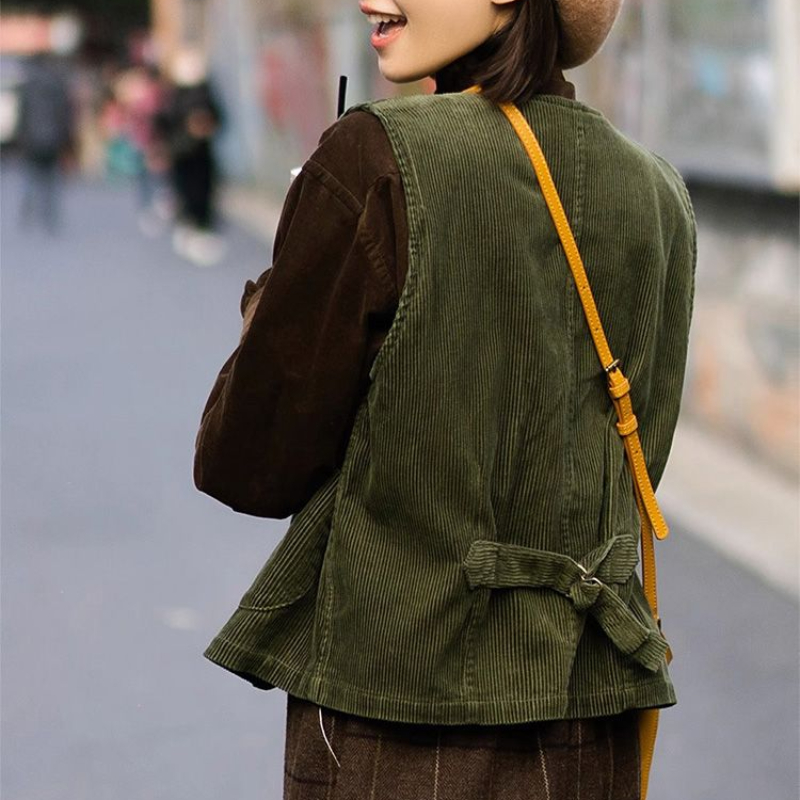 Vest Women Corduroy Retro Vint - đánh giá và giá Retro Vintage Korean Fashion