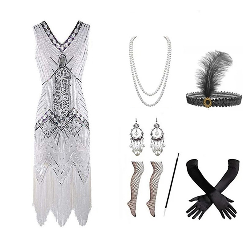 Women 1920s Flapper Dress Set  - đánh giá và giá Vintage Slip Dress