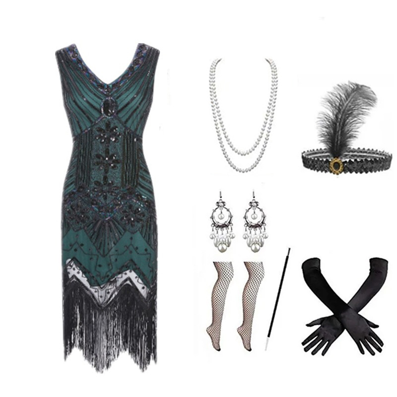 Women 1920s Flapper Dress Set  - đánh giá và giá Vintage Slip Dress