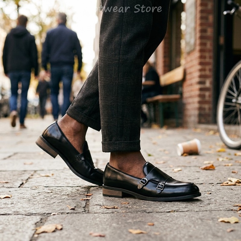 Men Double Buckle Loafers Vint - đánh giá và giá Vintage Slip Dress