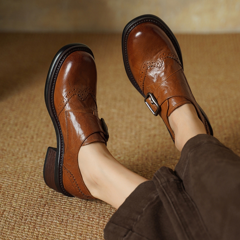 2027 New Buckle Brogue Shoes f - đánh giá và giá Vintage Fashion Ladies