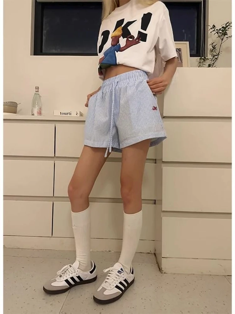 Y2k Striped Shorts Women Outwe - đánh giá và giá Retro Vintage Korean Fashion