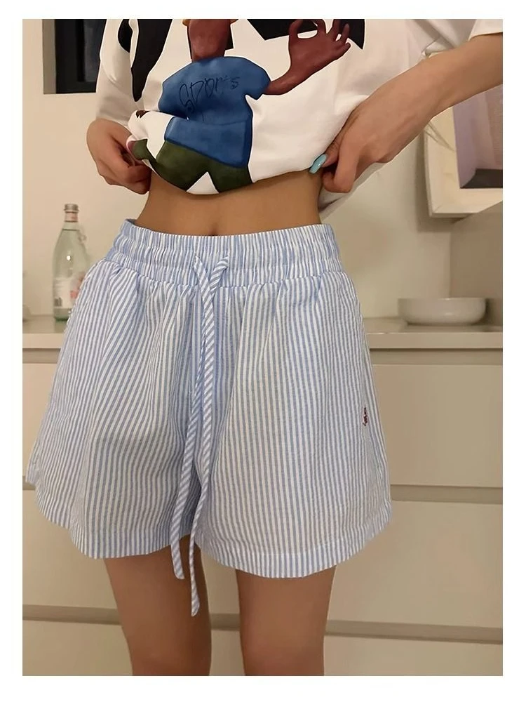 Y2k Striped Shorts Women Outwe - đánh giá và giá Retro Vintage Korean Fashion