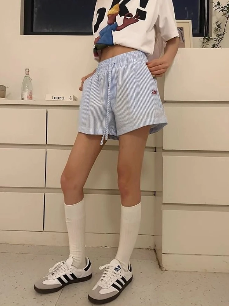 Y2k Striped Shorts Women Outwe - đánh giá và giá Retro Vintage Korean Fashion
