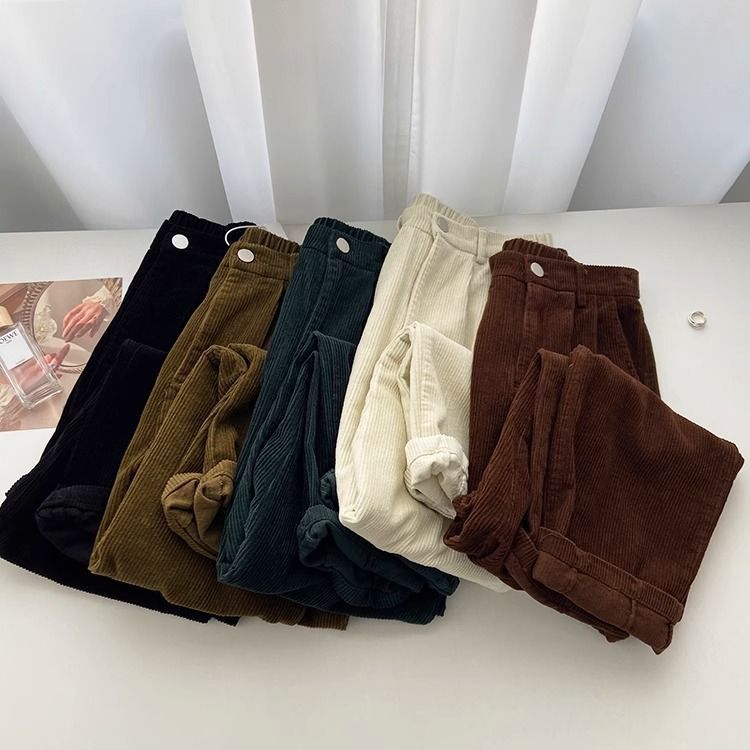 Retro High Waist Corduroy Pant - đánh giá và giá Retro Vintage Korean Fashion