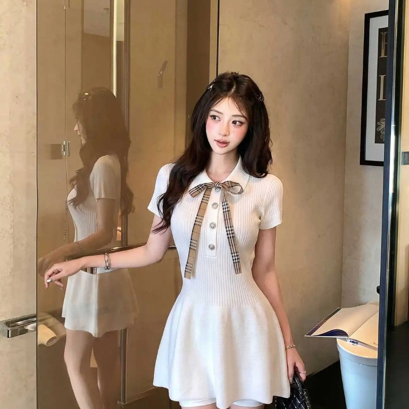 Y2k Vintage Short Sleeve Dress - đánh giá và giá Retro Vintage Korean Fashion
