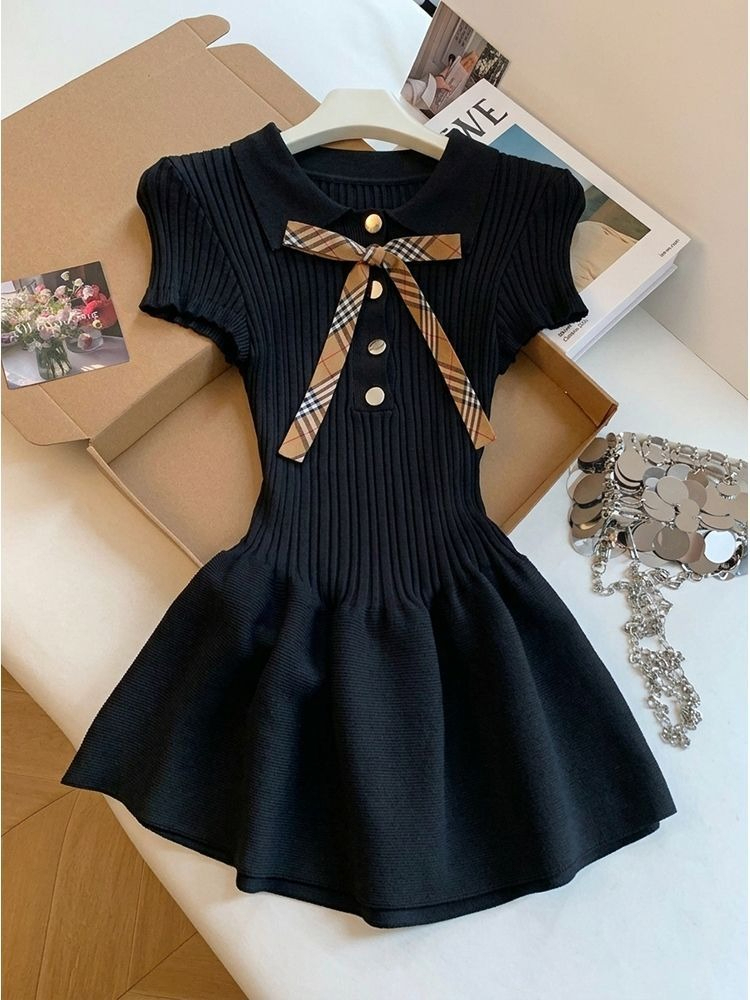 Y2k Vintage Short Sleeve Dress - đánh giá và giá Retro Vintage Korean Fashion