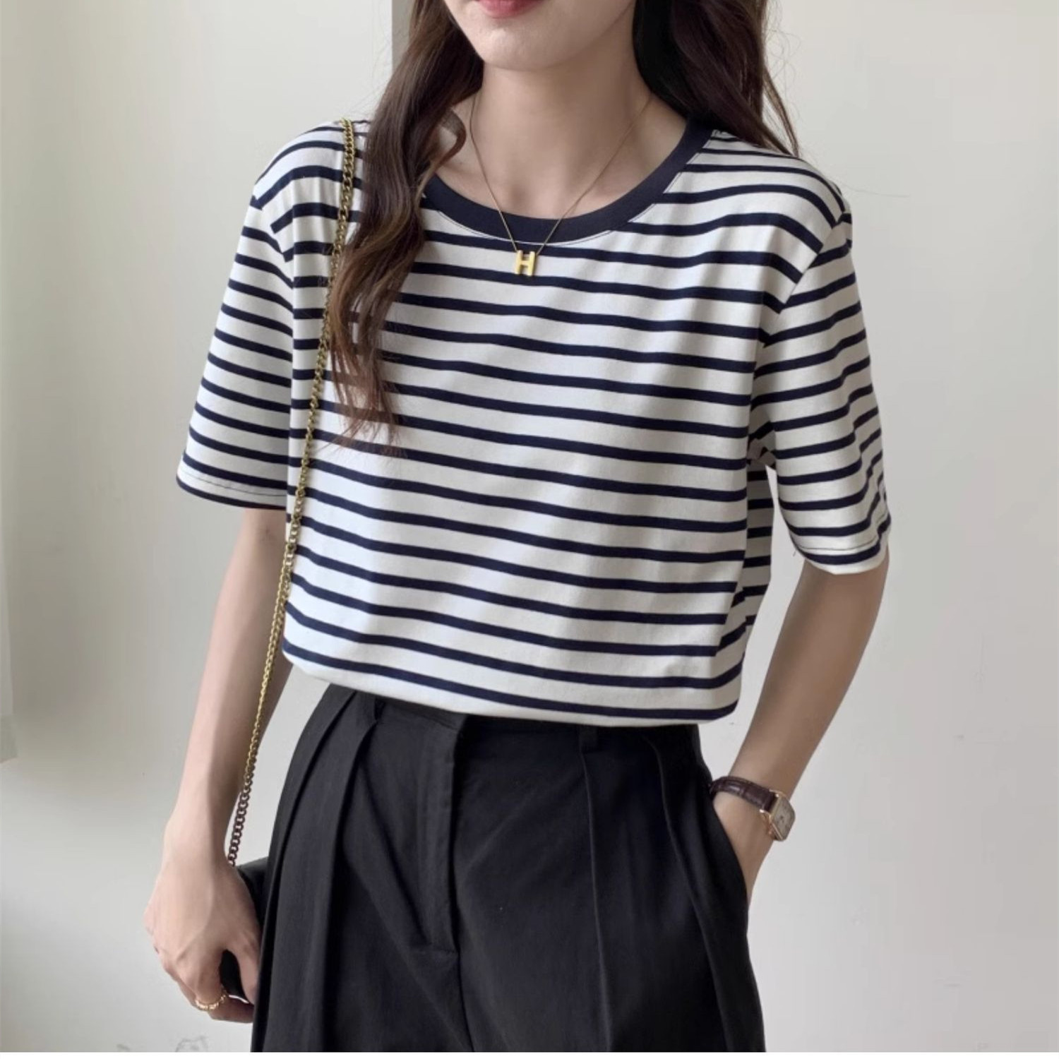 Vintage Striped T-shirt Women  - đánh giá và giá Retro Vintage Korean Fashion