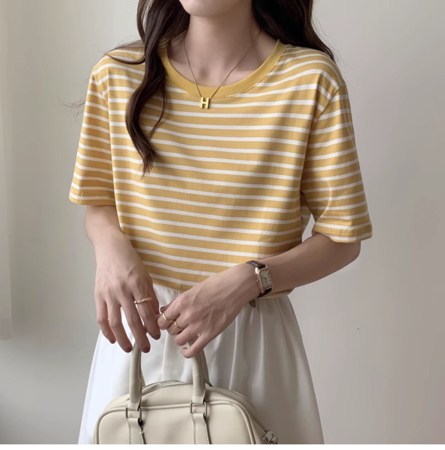 Vintage Striped T-shirt Women  - đánh giá và giá Retro Vintage Korean Fashion