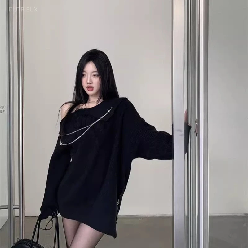 Y2k Long Pullovers Chains Vint - đánh giá và giá Retro Vintage Korean Fashion