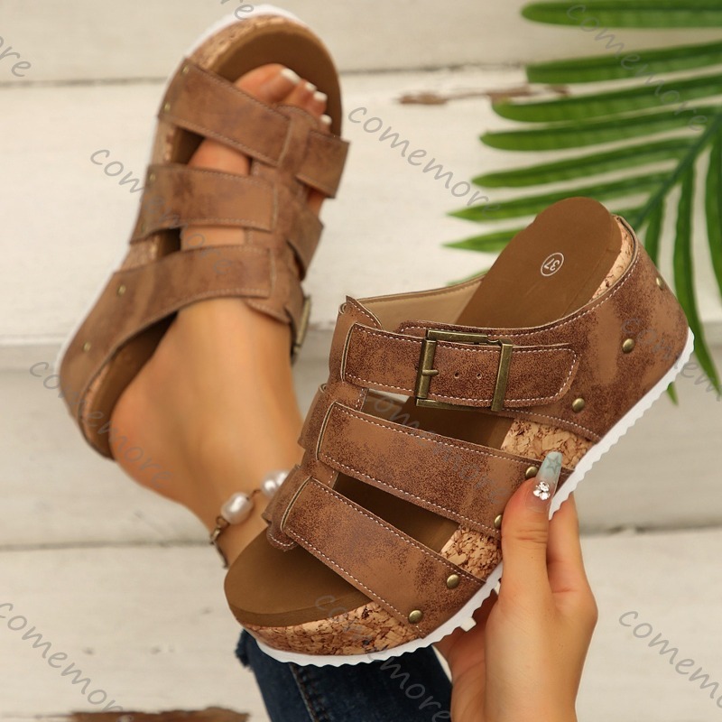 Vintage Buckle Strap Wedge Sli - đánh giá và giá Vintage Outdoor Fashion