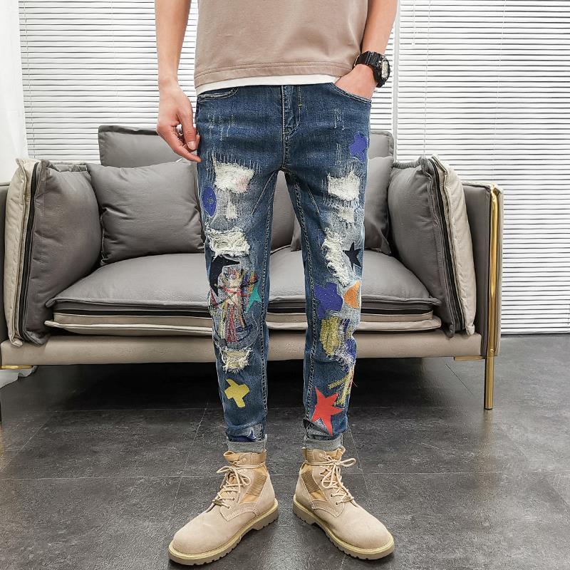 Graphic Men's Jeans Tapered Ma - đánh giá và giá Retro Vintage Korean Fashion