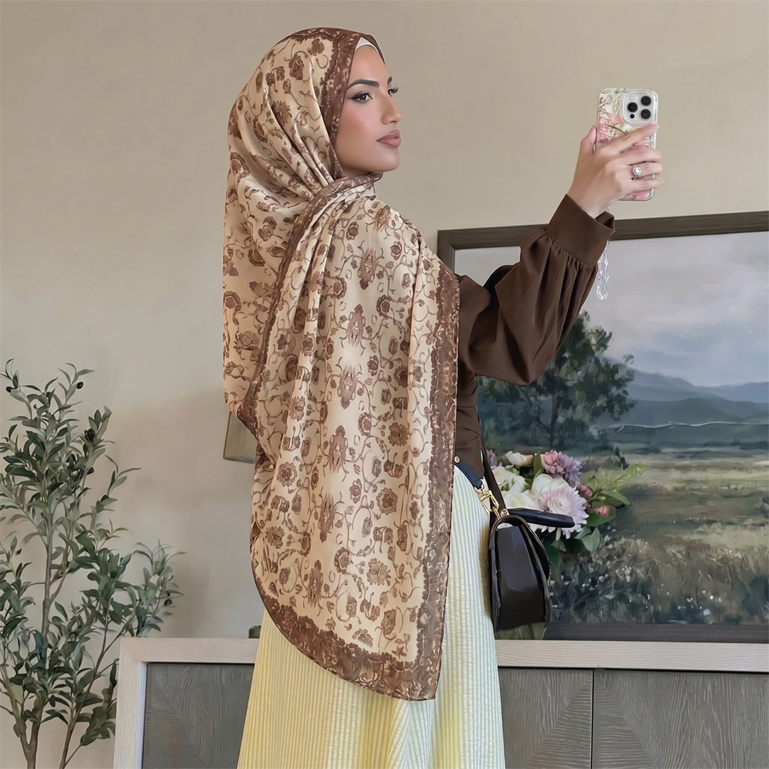 Vintage Floral Print Hijab Sof - đánh giá và giá Vintage Fashion Ladies
