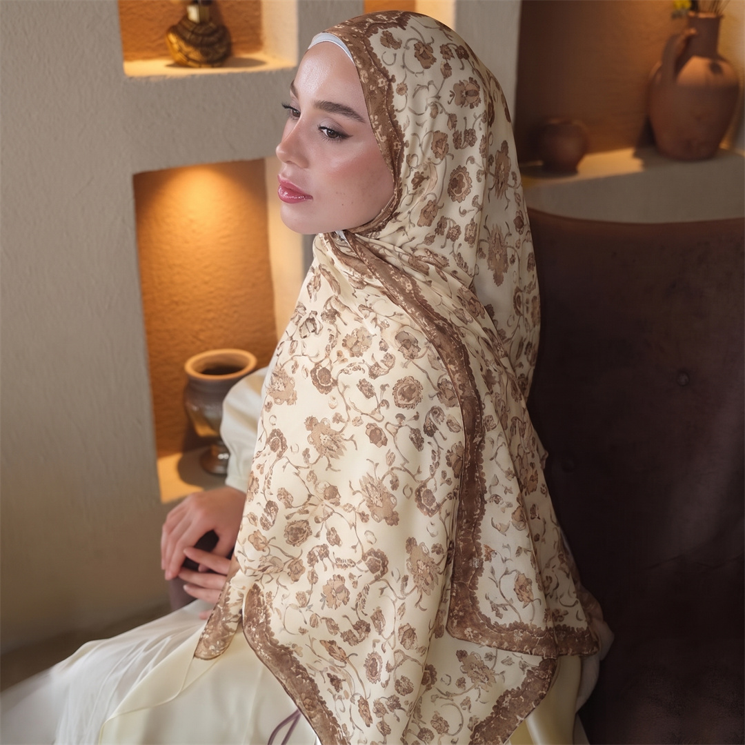 Vintage Floral Print Hijab Sof - đánh giá và giá Vintage Fashion Ladies