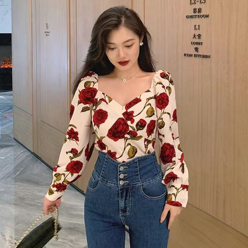 S-3XL Hoa Hồng Áo Sexy Nữ Ôm T - đánh giá và giá Retro Vintage Korean Fashion