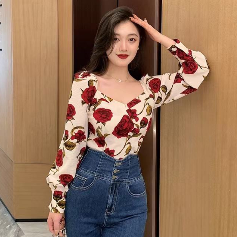 S-3XL Hoa Hồng Áo Sexy Nữ Ôm T - đánh giá và giá Retro Vintage Korean Fashion